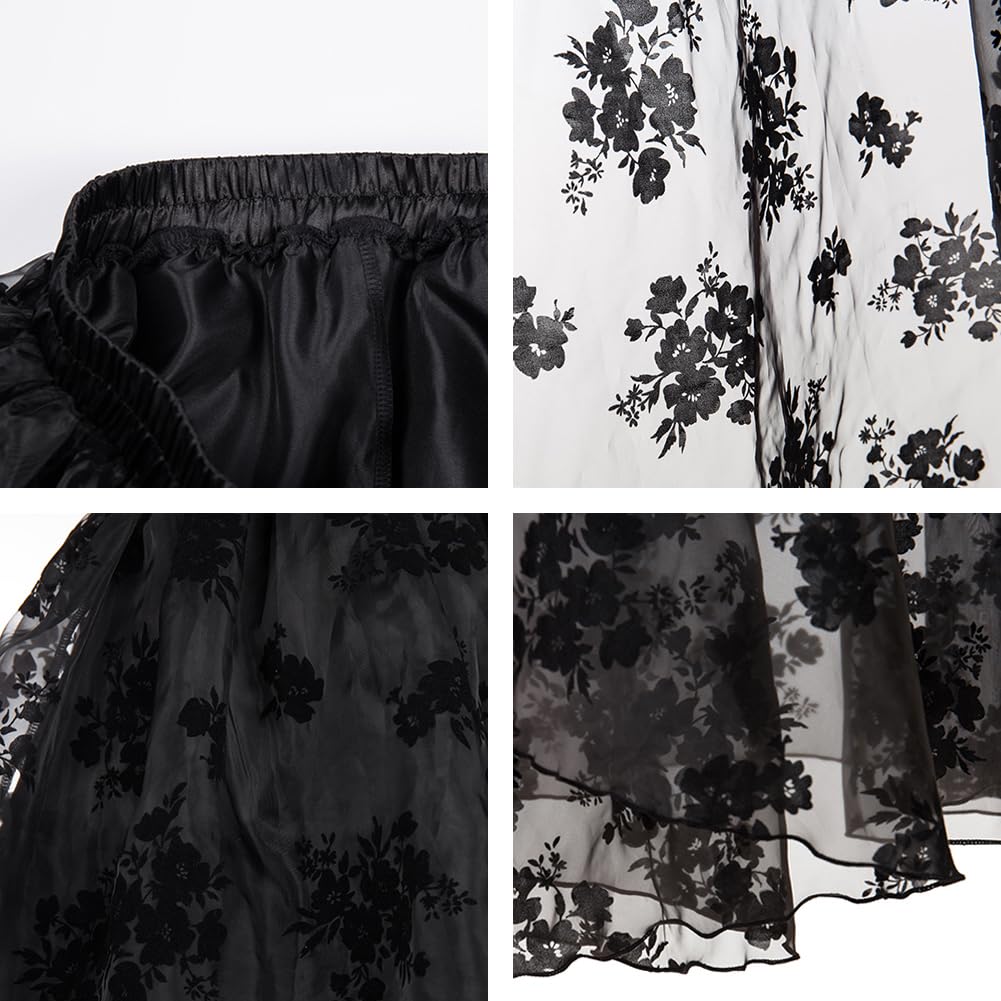 ZOOMA Donna Corsetto Maniche Lunghe con Gonna Lunga Jacquard Cincher della Vita Vestito di Due Parti