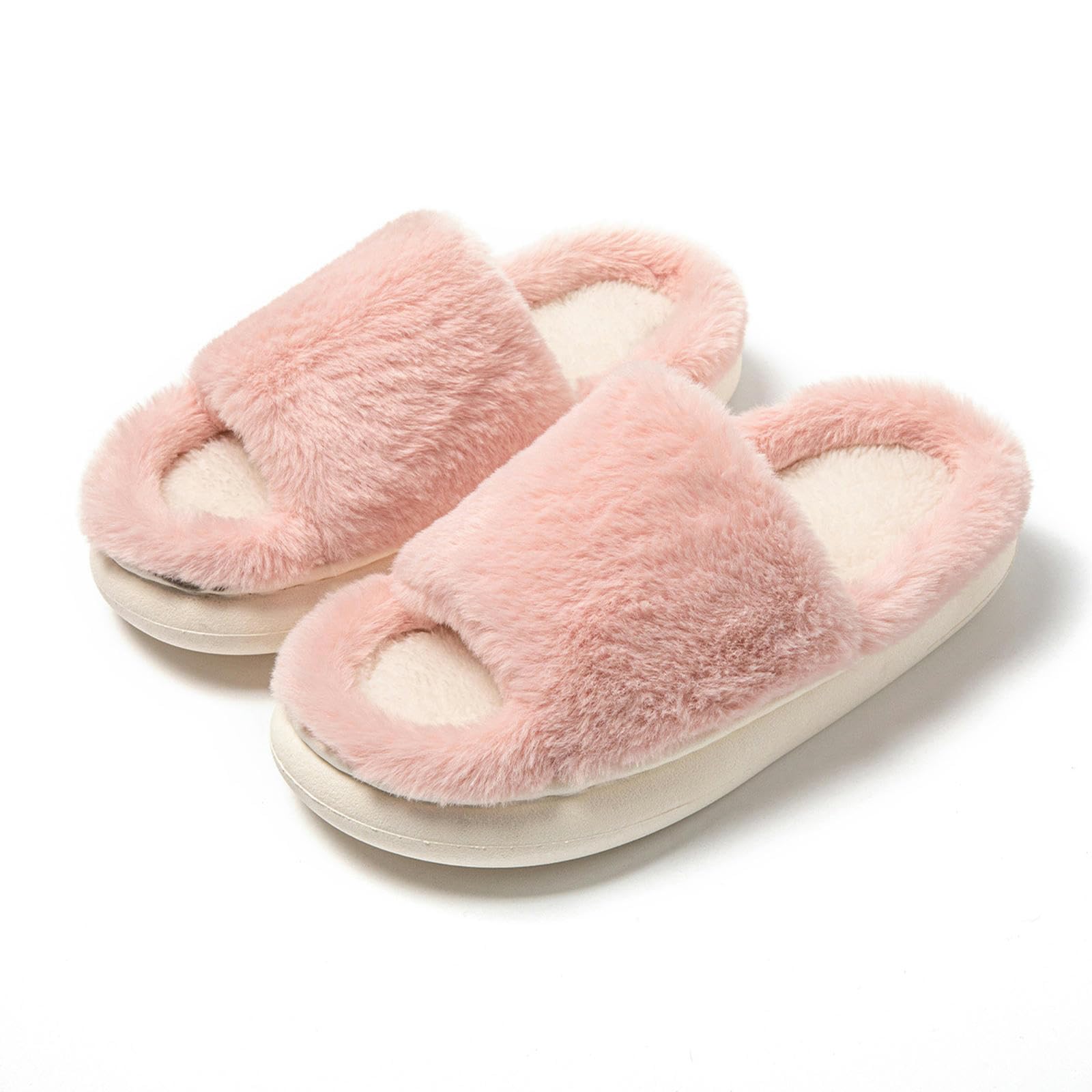 Pantofole Pantofole con Sola Spessa Slifori di Cotone da Casa Interno per Donne Indossano Quattro Stagioni con Pantofole Aperte Folte -cachi-38-39