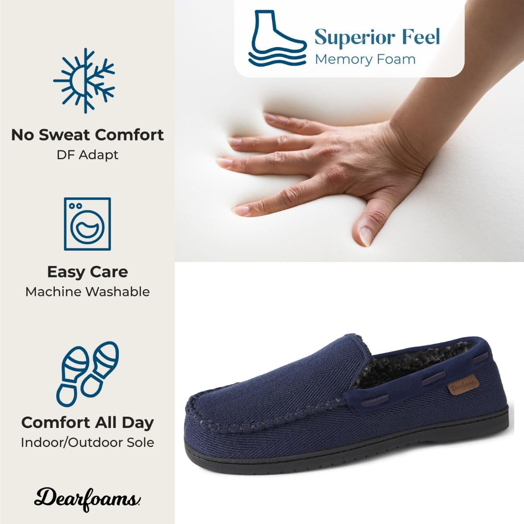 Dearfoams mens Keaton Memory Foam Indoor Outdoor Moccasin With Wide Widths Slipper - Image 4