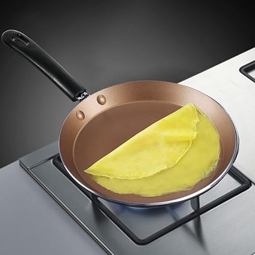 Miniatura 3 de Sartén para panqueques de fondo plano de 8 pulgadas, sartén de piedra de inducción, panqueque antiadherente para cocina de inducción (dorado)