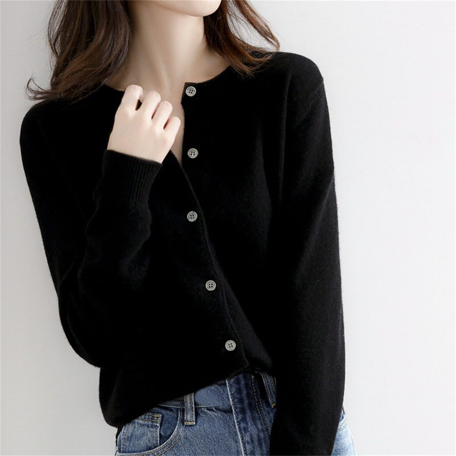 Cardigan da donna con scollo rotondo, cardigan 2026, per primavera e