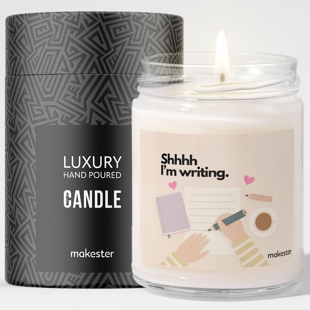 Gift for Authors - Luxury Soy Wax Candle - Vanilla, Jasmine, Sugared Almond - Makester โ image 1