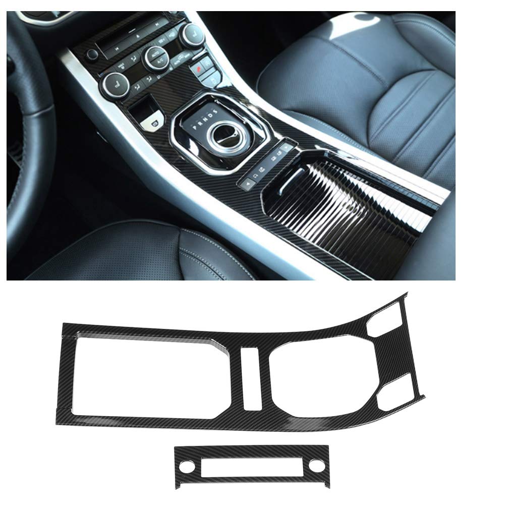 Rivestimento Decorativo In Finta Fibra Di Carbonio Per Console Centrale Del Cambio Per Range Rover Evoque, 2 Pezzi Adesivi, Nero, Adatto A Modelli 2012-2017