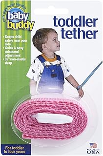 Toddler Tether by Baby Buddy, Child Safety Leash, Toddler Travel Essential, Child and Baby Tether Strap for Walking, Safety Walking Guide for Children and Parents, Pink, 2 Count