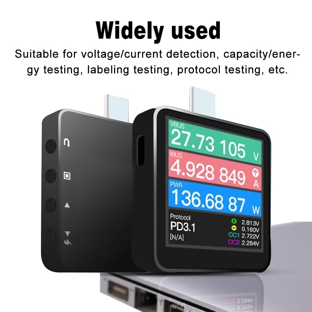 Power-Z KM003C Portable Type -C Fast Charging Tester PD3.1 QC5.0 Digital Voltmeter & Ammeter Power Bank Tester,Quick Charger Power Bank Detector (Metal)