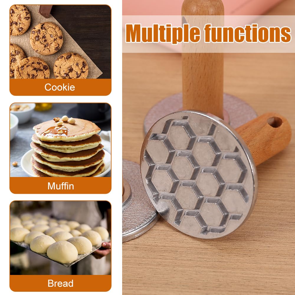 Set di 3 Timbri per Biscotti, Stampi per Biscotto in Metallo con Manico in Legno, Presse Timbro Biscotti con Motivo Diversificato per Biscotto, Torte, Pasticcini, Fai Da Te