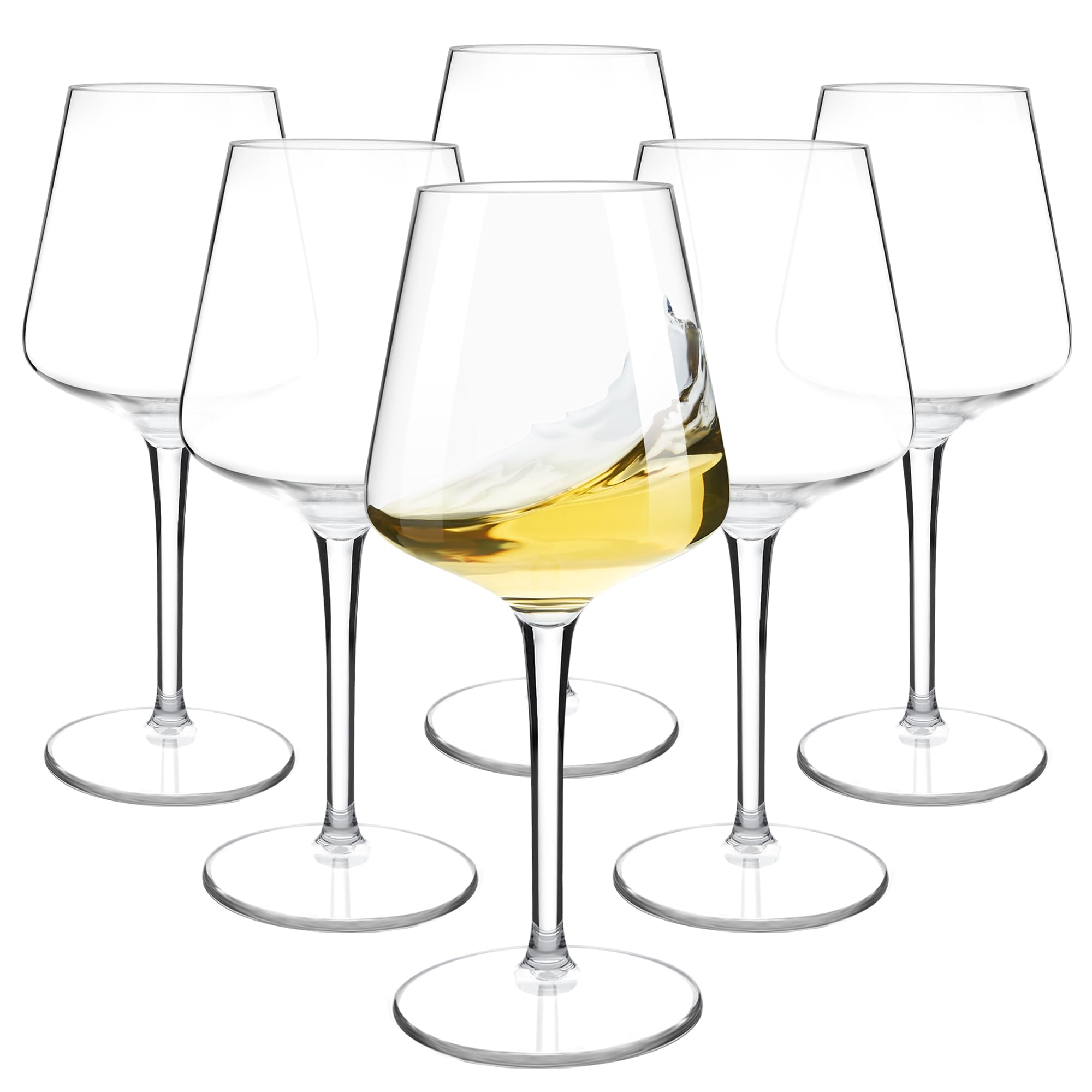 HAHASHOW Incassable Verres à vin Rouge, Tritan-Plastique Verres à Pied, 445ml Verres à Vin Blanc résistants au lave-vaisselle, Lot de 6