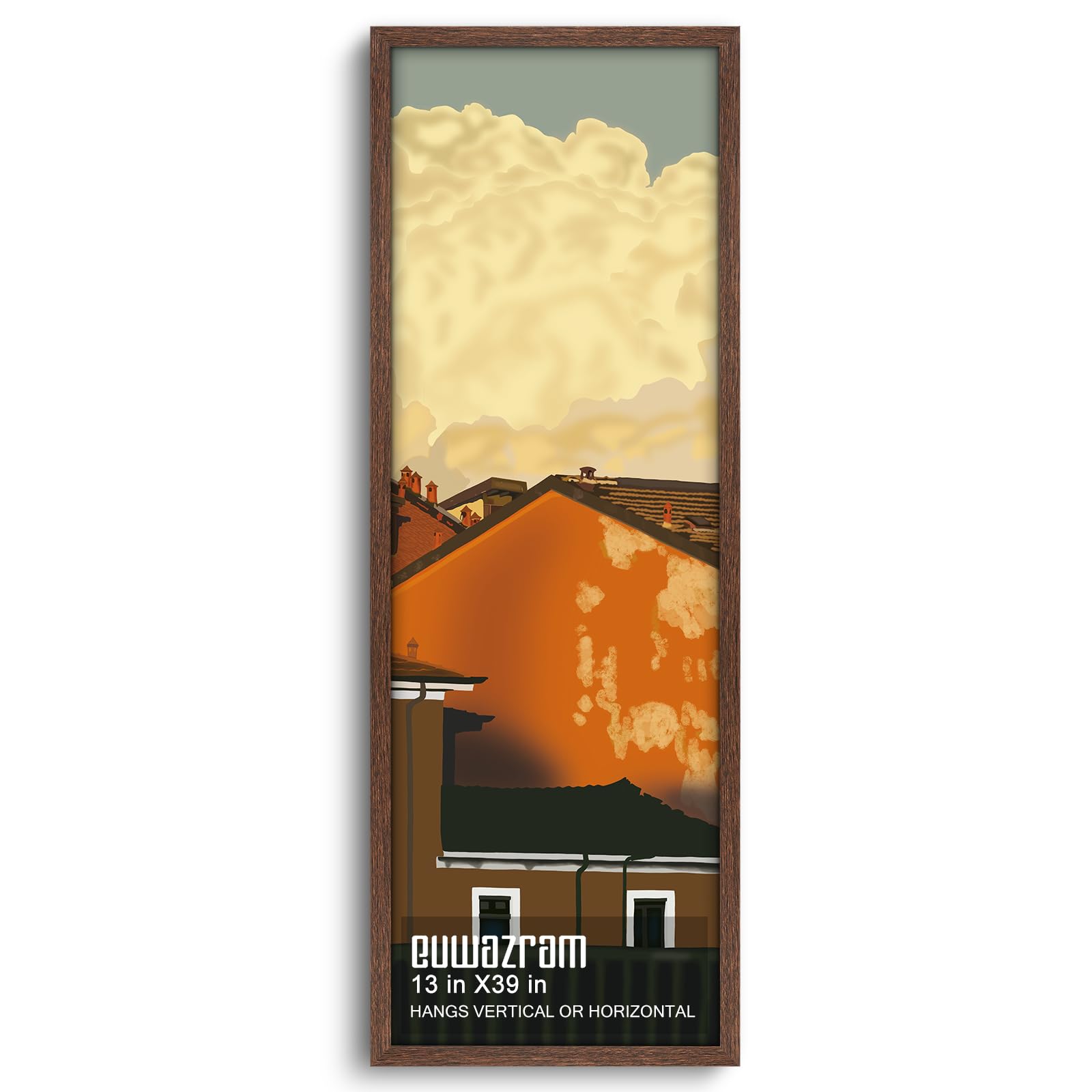 Solid Wood 13x39 Frame Rustic Walnut