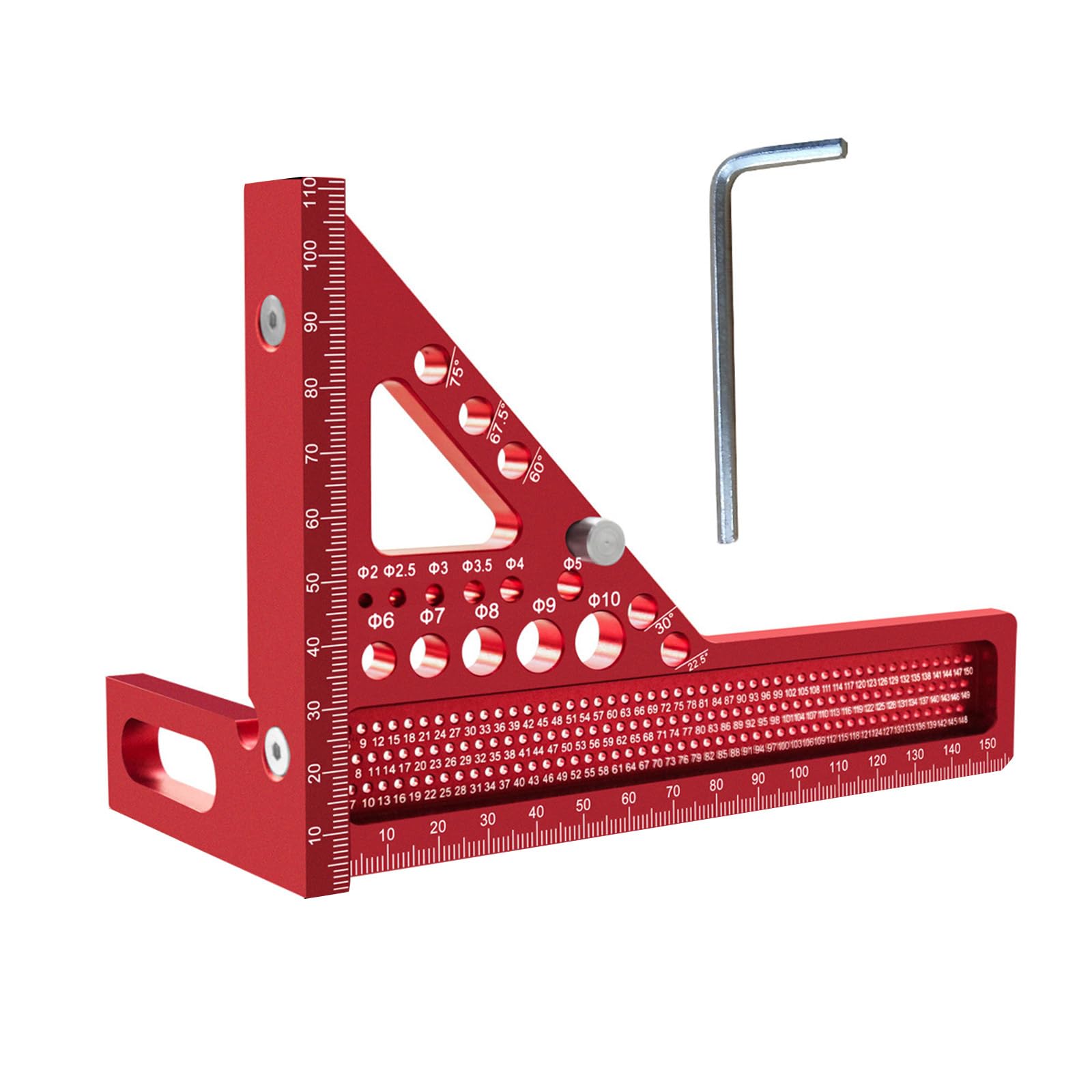 3D Woodworking Square Protractor Multiple Angles Measuring Ruler with Pin and Wrench Triangular Layout Measuring Tool