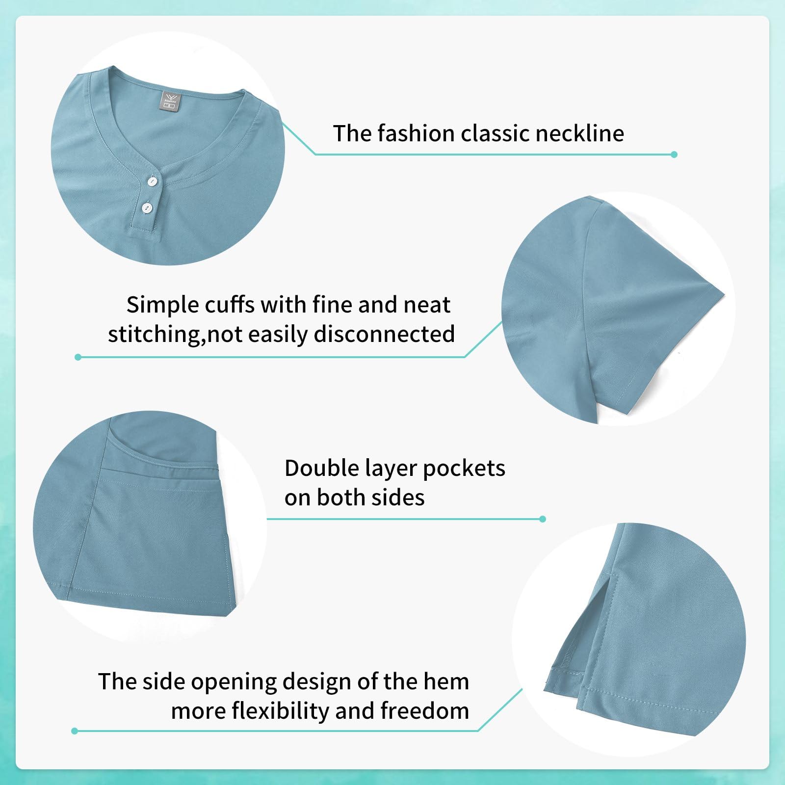 VIAOLI Women's Scrubs Set-Stretchy V-Neck Top and Drawstring Jogger Scrub Pant,Nursing Uniforms and 10 Colors (Light Blue,S)