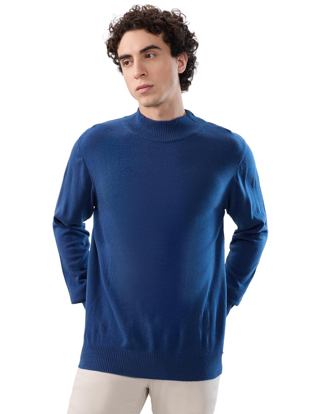 parx Men Regular Fit Solid Pattern Acrylic Wool Blend Full Sleeve Turtle Neck Casual Sweater Blue-picture-33