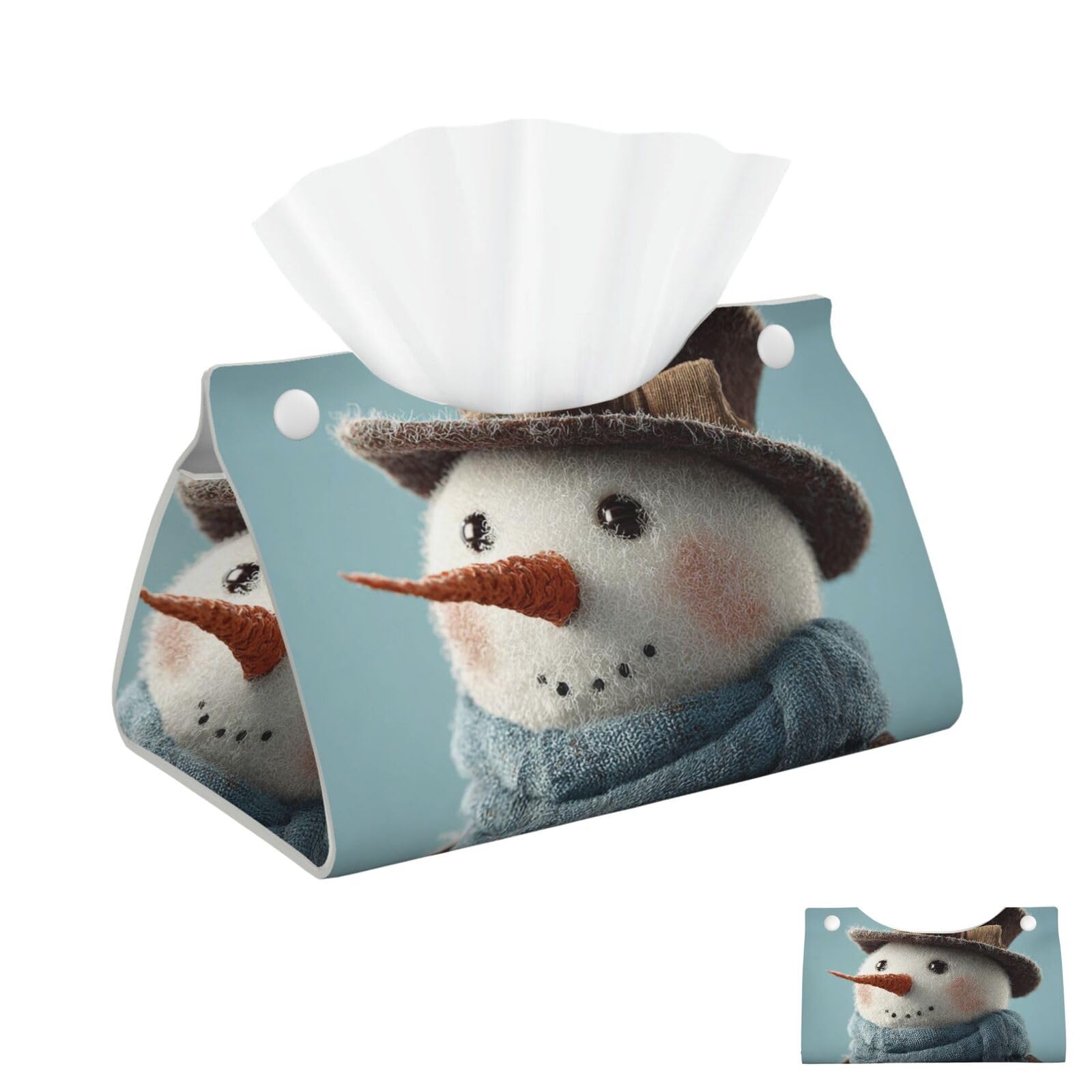 Snowman Wearing Hat Tissue Box Cover Square Cube Boxes