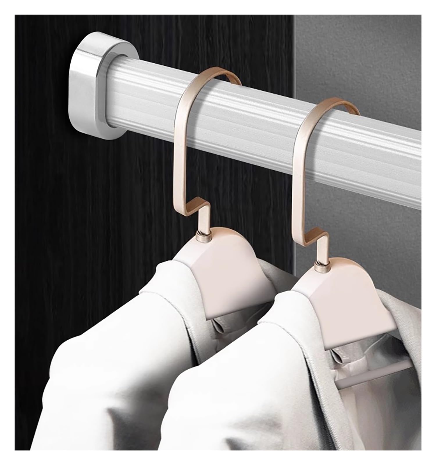 Wall Mounted Aluminum Closet Bar for Hanging Clothes 24 28 30 34 36 38 40 46 50 Inch Long, Detachable Clothes Hanging Rod Pole Wardrobe Storage