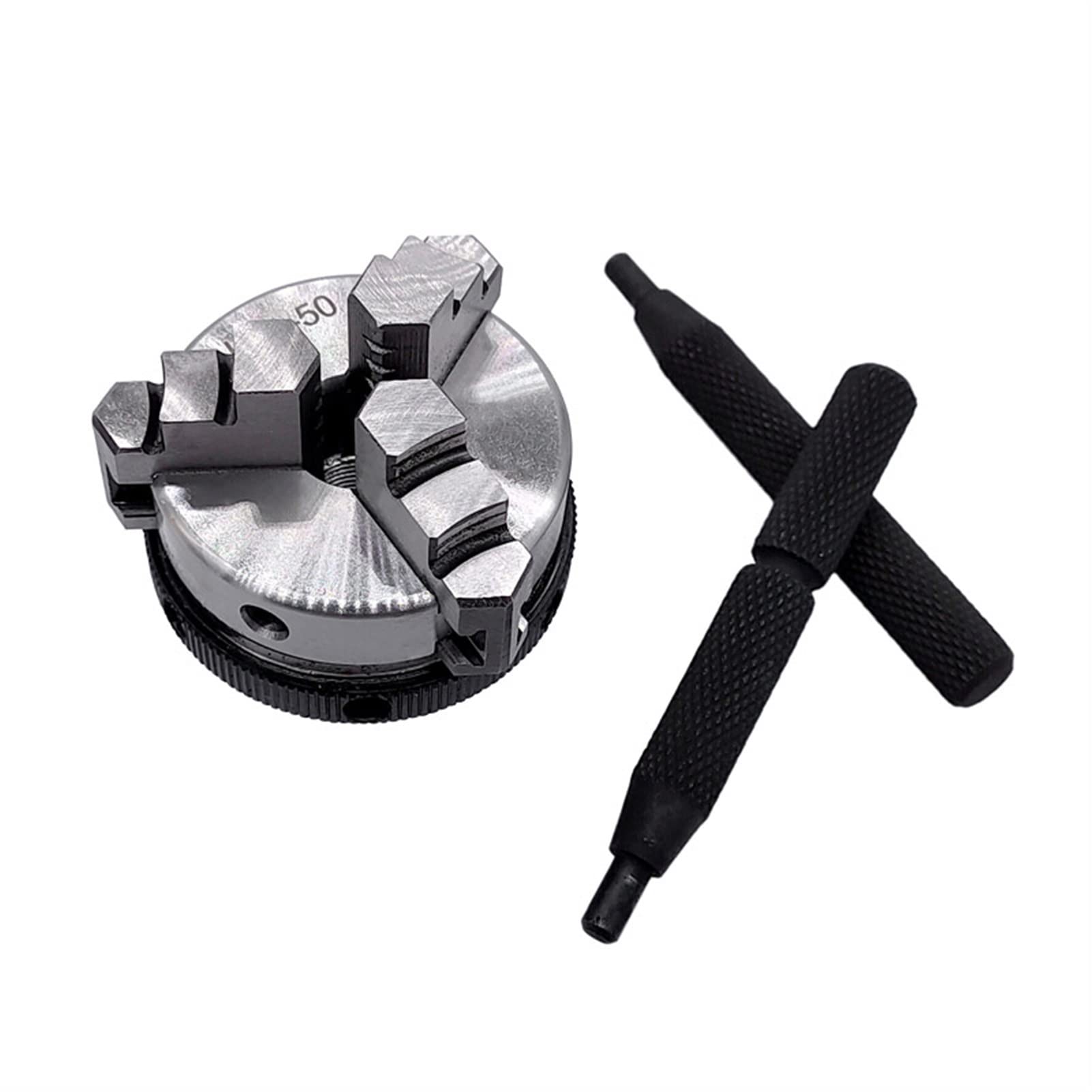 Uchwyt tokarski, K01-50 Tokarka Mini Chuck 3 JAWS Woodworking ręka uchwyt z gwintem montażowym śrubą Rod samokrezentacji Tool 50mm