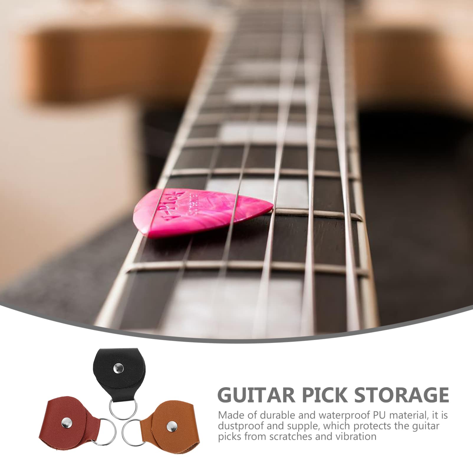 Kisangel 2sets Guitar Picks Case Guitar Plectrum Bag Pick Holders Keychain Lightweight Design 9pcs*2