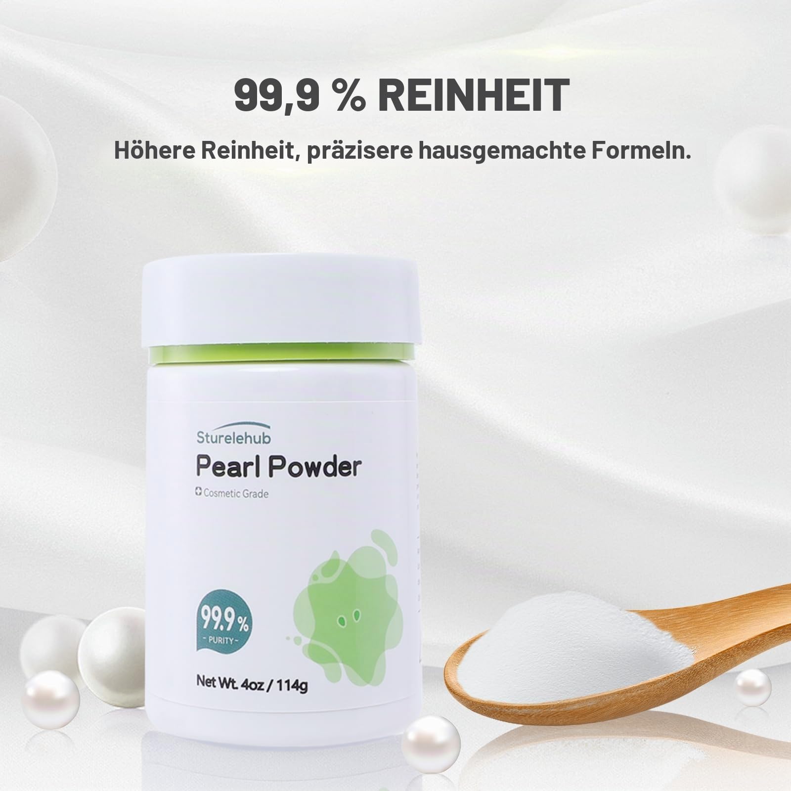 Perlpulver, 114 g, 99,9 % Reinheit, Kosmetikqualität, Bio-Perlenpuder für hausgemachte Masken, Cremes und Lotionen, Bio-Perlenpuder für Heimkosmetik