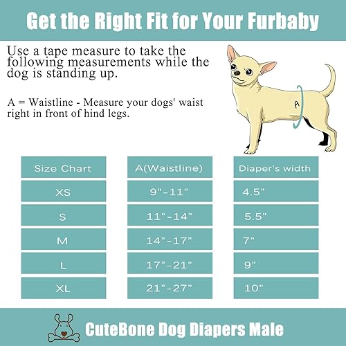 Miniatura 6 de CuteBone Pañales lavables para perros machos, 3 unidades por paquete, DM43L