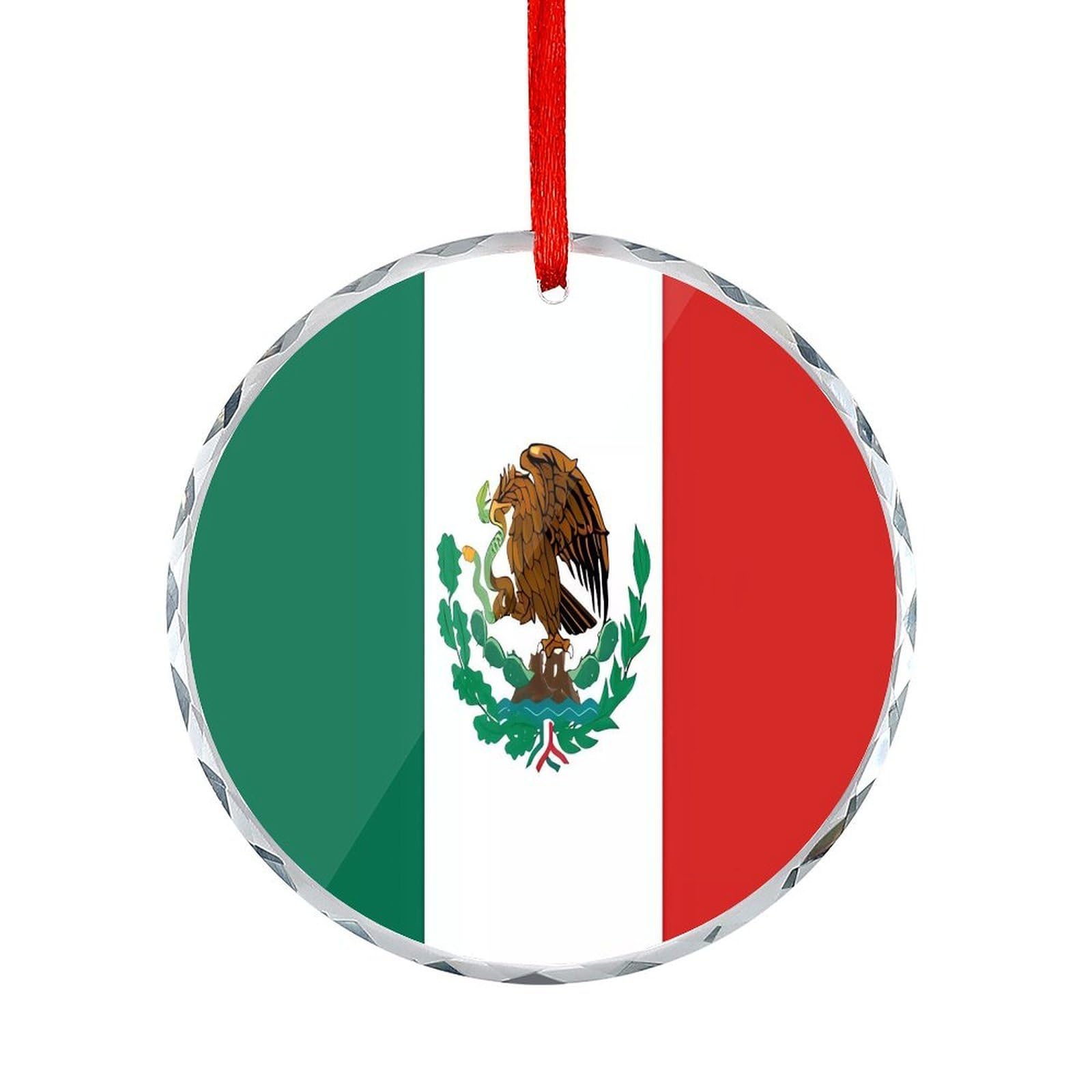 Fodpand Women's Style Flag Of Mexico Round Glass Ornament Keepsake Gift Exchange Ideas Car Decor,Christmas Ornaments For Tree Window Garden Ornaments