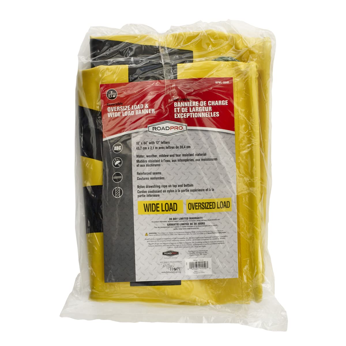 RoadPro Übergrößen-Warnbanner – 45,7x213,4 Cm, Beidseitig Bedruckt, Nylonverstärkt
