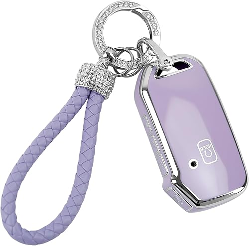 COGEEK Funda para llavero Kia con cordón brillante, compatible con Kia Ceed Cerato Forte NIRO Seltos Sorento Soul Sportage Telluride K5 Soft TPU