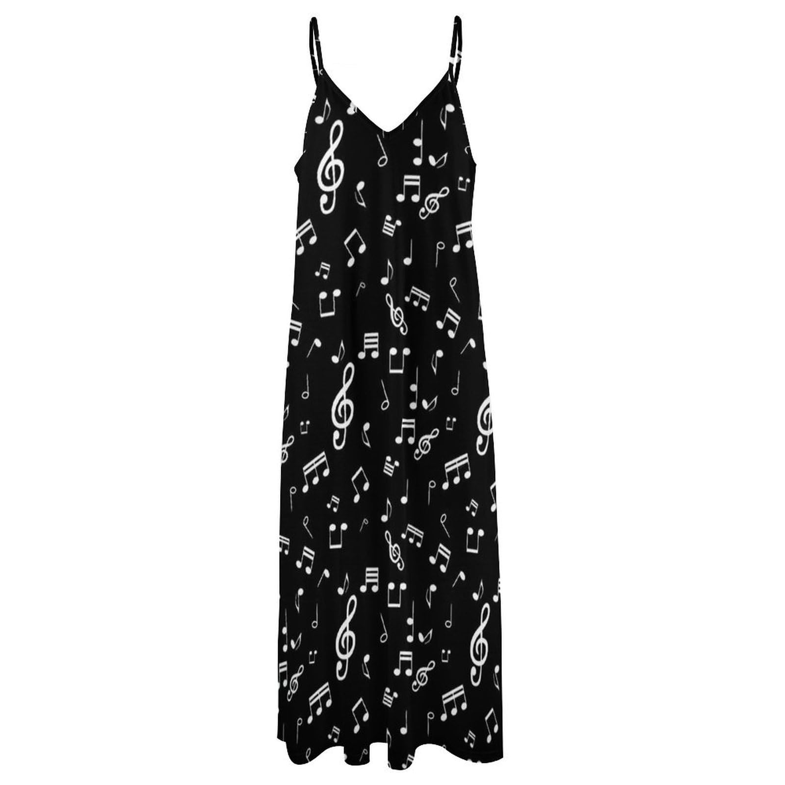 Vestido largo de verano para mujer, vestido de verano con cuello en V, tirantes delgados, vestido de playa