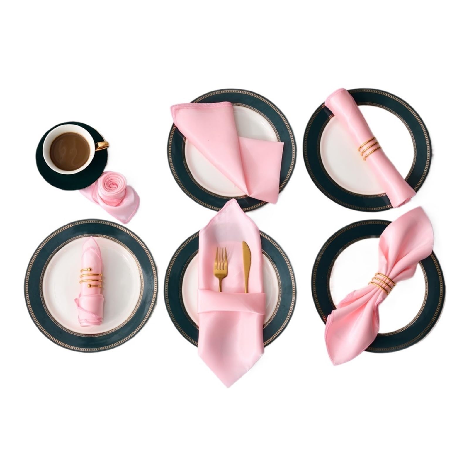 serviettes napkins 12Pcs 30X30cm Satin Table Napkin Soft Handkerchief Romantic Wedding Banquet Square Napkins Dinner Party Decoration for dining wedding party everyday home(12pcs pink)