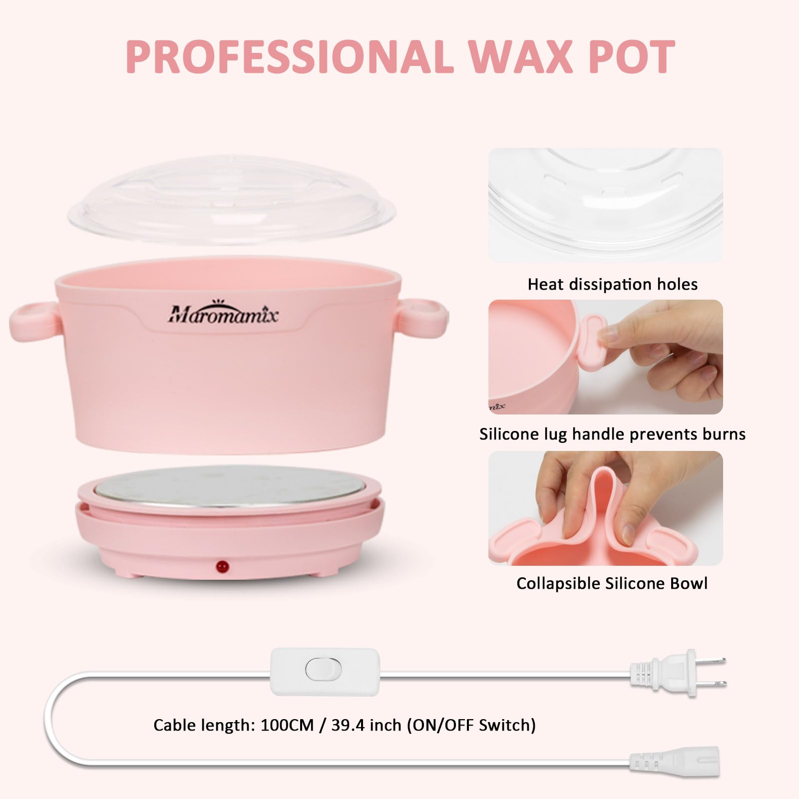 Waxing Kit Silikon Wachswärmer zur Haarentfernung mit 4 Packungen Hartwachsperlen Tragbare Elektrische Silikonwachsmaschine für Ganzkörper-Gesicht Augenbrauen Bikini Brasilianisch zu Hause Wachsen Kit