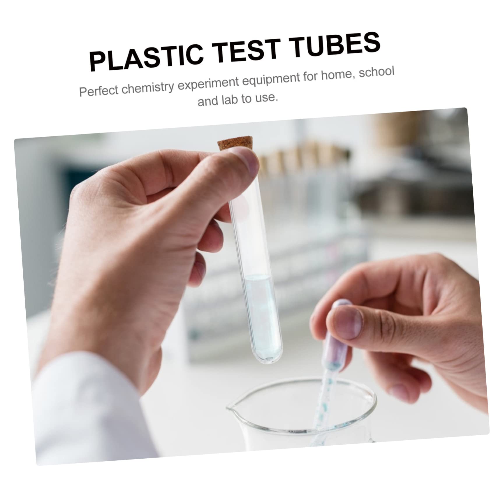 OUNONA 25pcs Test Tube Bottle Spice Containers with Lids Sample Tube Test Tube Holders Test Tubes with Cork Mini Terrarium Test Tube Chemistry Tube for Test Clear Test Tubes Plastic