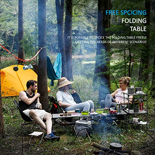 Camp Solutions Lightweight Portable Camping Table Small Folding Aluminum Table with Carry Bag for Camping Hiking Collapsible Outdoor Picnic Grill Table BBQ Stand Free Splicing Table (Combination) - Thumbnail 4
