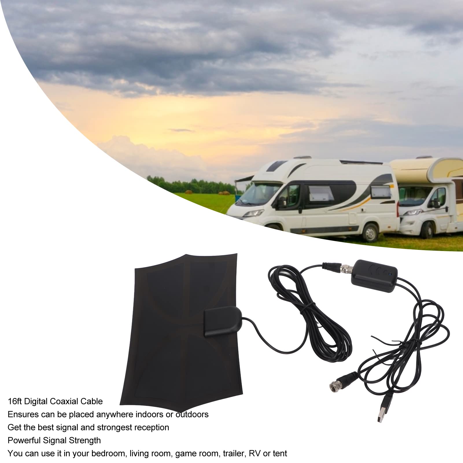 Antenna TV Da Interno Digitale HDTV 4K 1080P HD VHF UHF Con Amplificatore Di Segnale Per Canali Locali Compatibile Con Tutti I Televisori Cavo Coassiale Da 36 M 88764734 - Foto 9