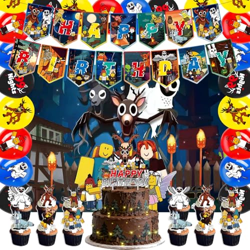 42Pack 99 Nights Birthday Party Supplies Pack IncludesBannerCake TopperBlackdrop Balloons for party supplies