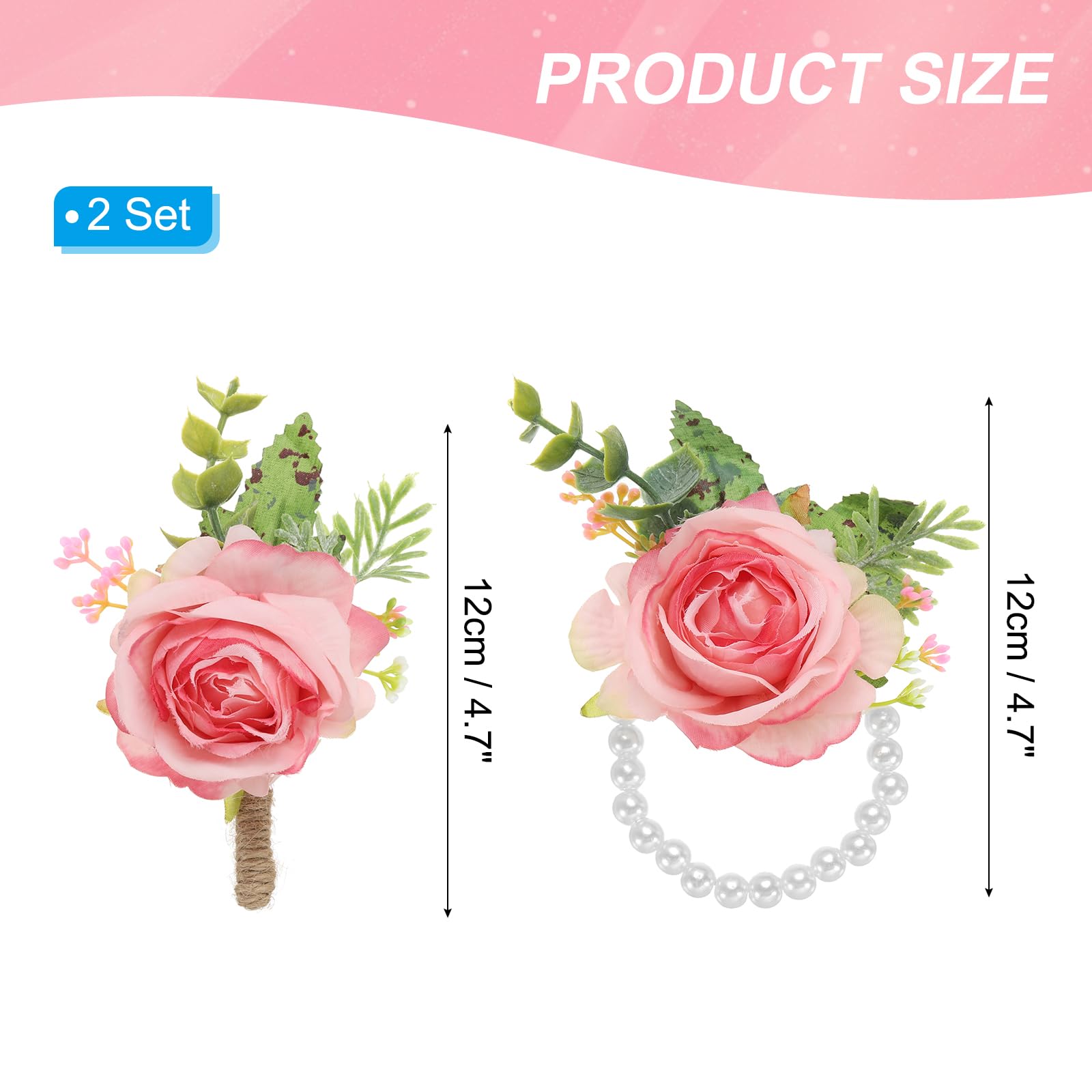 PATIKIL Rose Wrist Corsage and Boutonnieres Set - Image 2