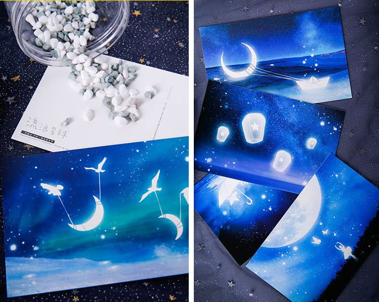 Lot de 30 Cartes Postales Phosphorescentes de Qualité - Cartes Postales Art, Remerciement, Voyage (Wander the Earth)