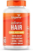 Inforce Hair, multivitaminico para cabelo, pele e unhas, Biotina, Ácido pantotênico, Cisteína, Tiamina, 60 cápsulas, Biogens