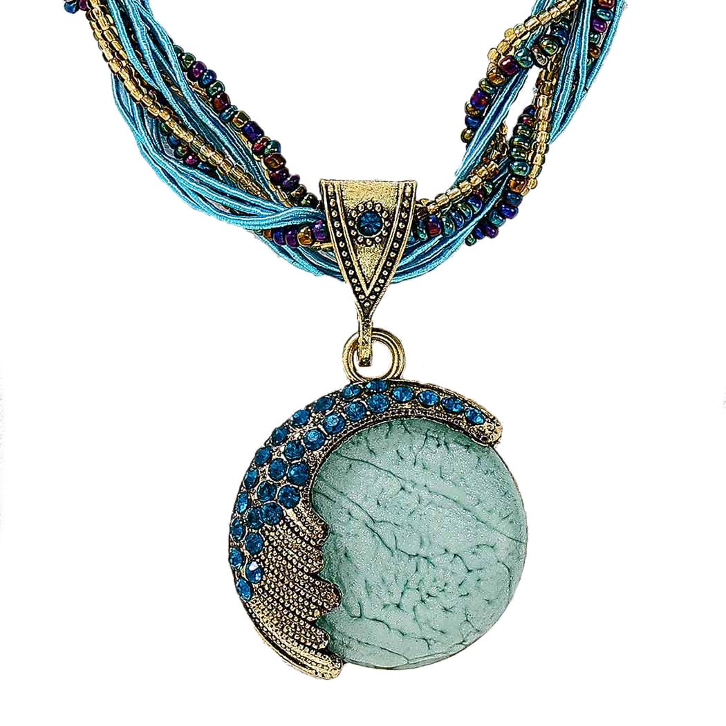 Coridy Boho Stone Pendant Necklace Tribal Choker Necklaces Fashion Beaded Jewelry for Women