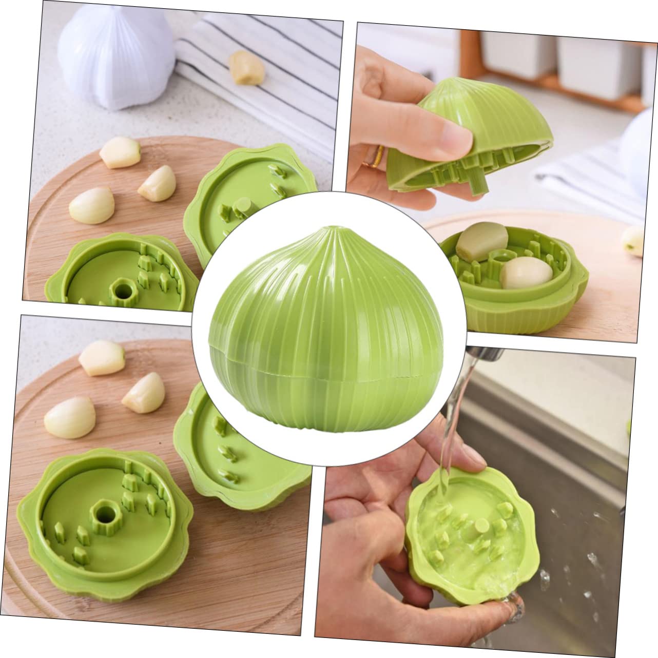 GRIRIW 1pc Novel Garlic Press Peeler Convenient Kitchen Tool for Easy Garlic Crushing and Cleaning Design for Home Use and Family Gatherings