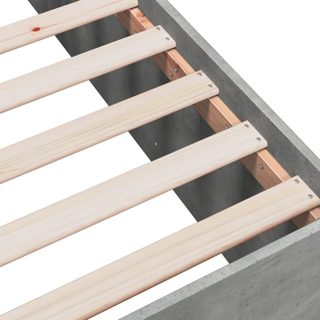 vidaXL Estructura de Cama Madera de ingeniería Gris hormigón 100x200cm