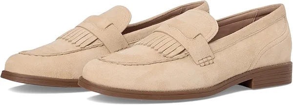 Cole Haan Women's Stassi Kiltie Loafers, Oat Suede, 7.5-B US