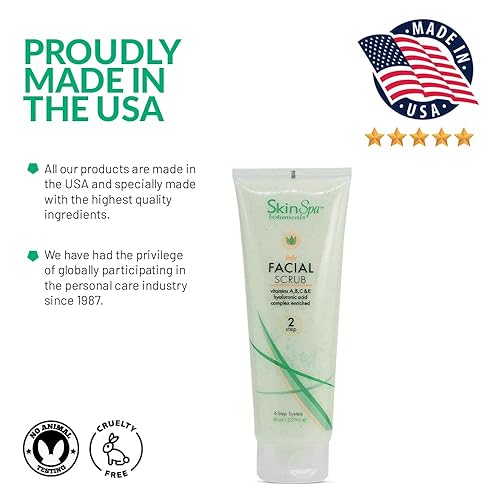 Miniatura 4 de SKIN SPA - Exfoliante facial con aloe vera, 8 onzas, exfolia y elimina la piel muerta, hecho con piedra pómez, infundido con ácido hialurónico,