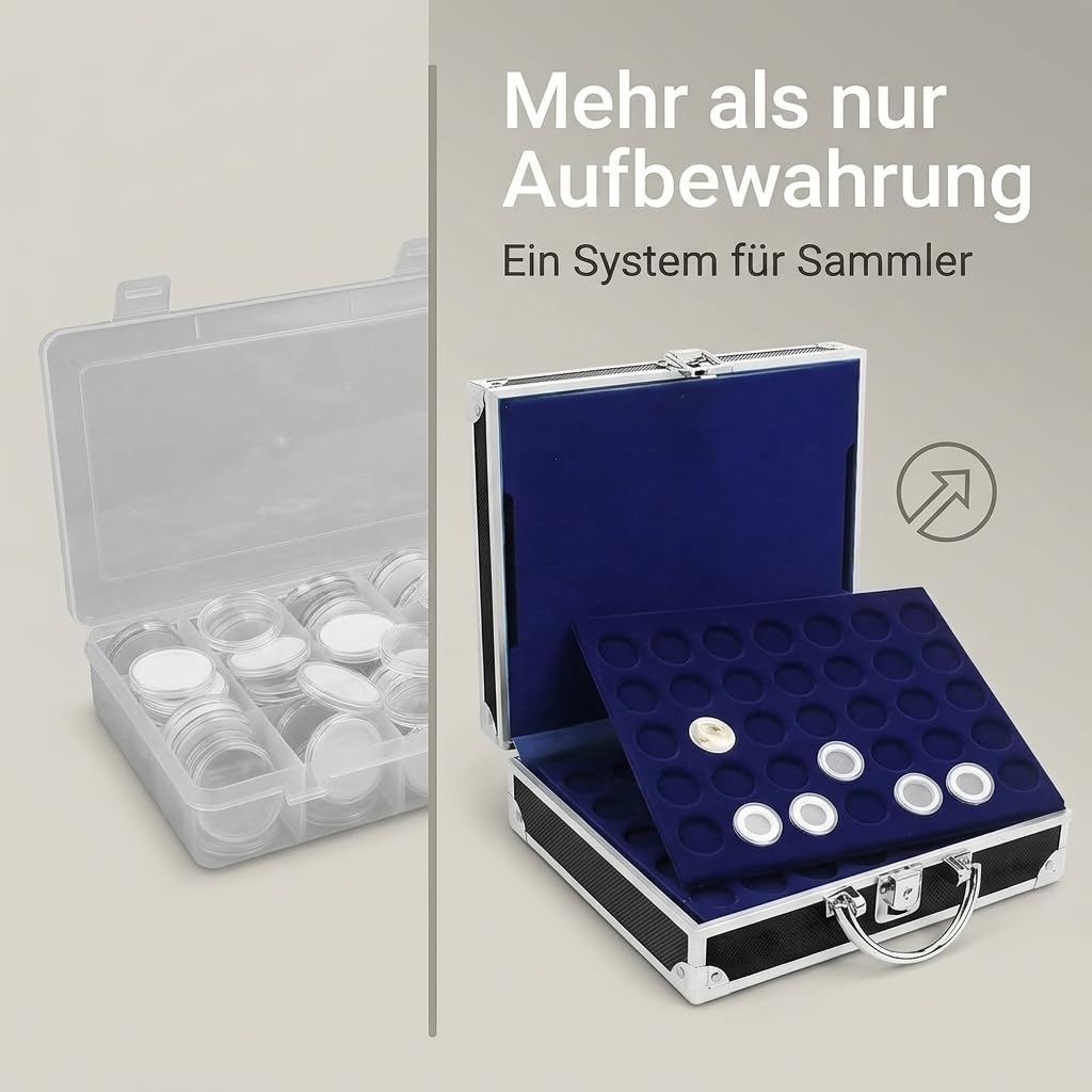 SAFE 9816 malette numismatique Noir - avec 6 Tableaux 6826 SP pour 210 pièces de 2 Euro - valisette numismatique - Collector Pieces 2 Euros