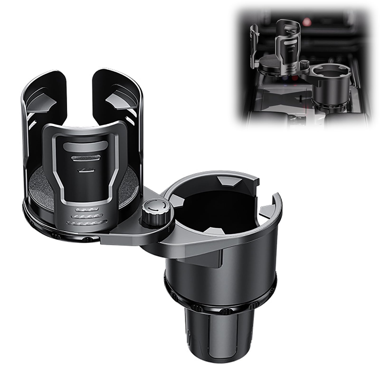 Tdghunxc Normal 2 In 1 Car Cup Holder Expander For Daewoo Tosca/Winstorm Suv, 360° Rotating Multifunctional Double Cup Holder With Adjustable Base For Bottles,Small