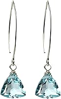 GildedAcorn Handmade Aquamarine Blue Quartz Dangle Earrings for Women - Sterling Silver Lightweight Drop, Hypoallergenic, Gift Box