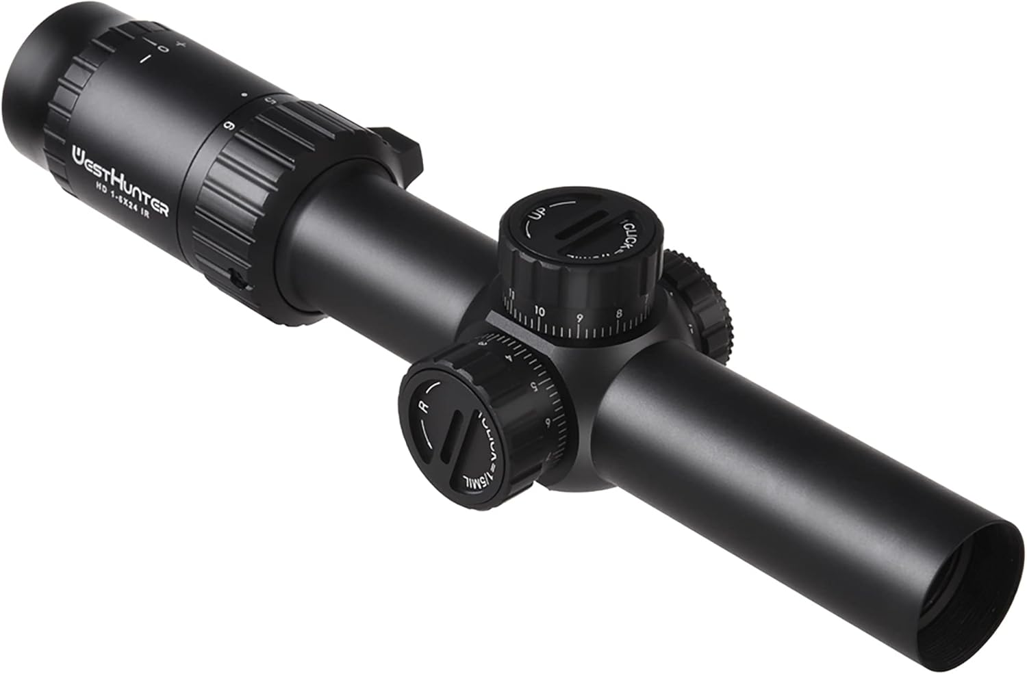 WestHunter Optics HD 1-6x24 IR LPVO Riflescope, 30 mm Red Green Illumination Tactical Precision 1/5 MIL Compact Shooting Scope