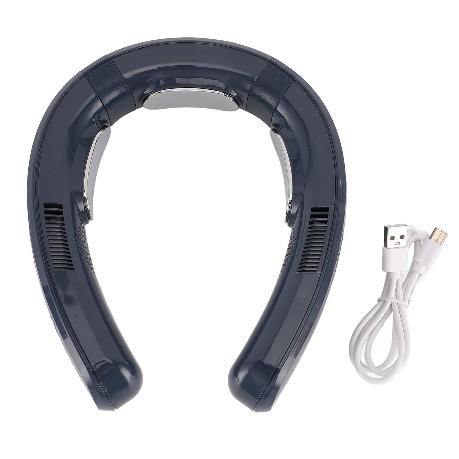 Dilwe Ventilador de Cuello Portátil, Ventilador sin Aspas de Refrigeración Semiconductor, Aire Acondicionado Personal Recargable de 3 Velocidades para Uso en Exteriores (Azul marino)