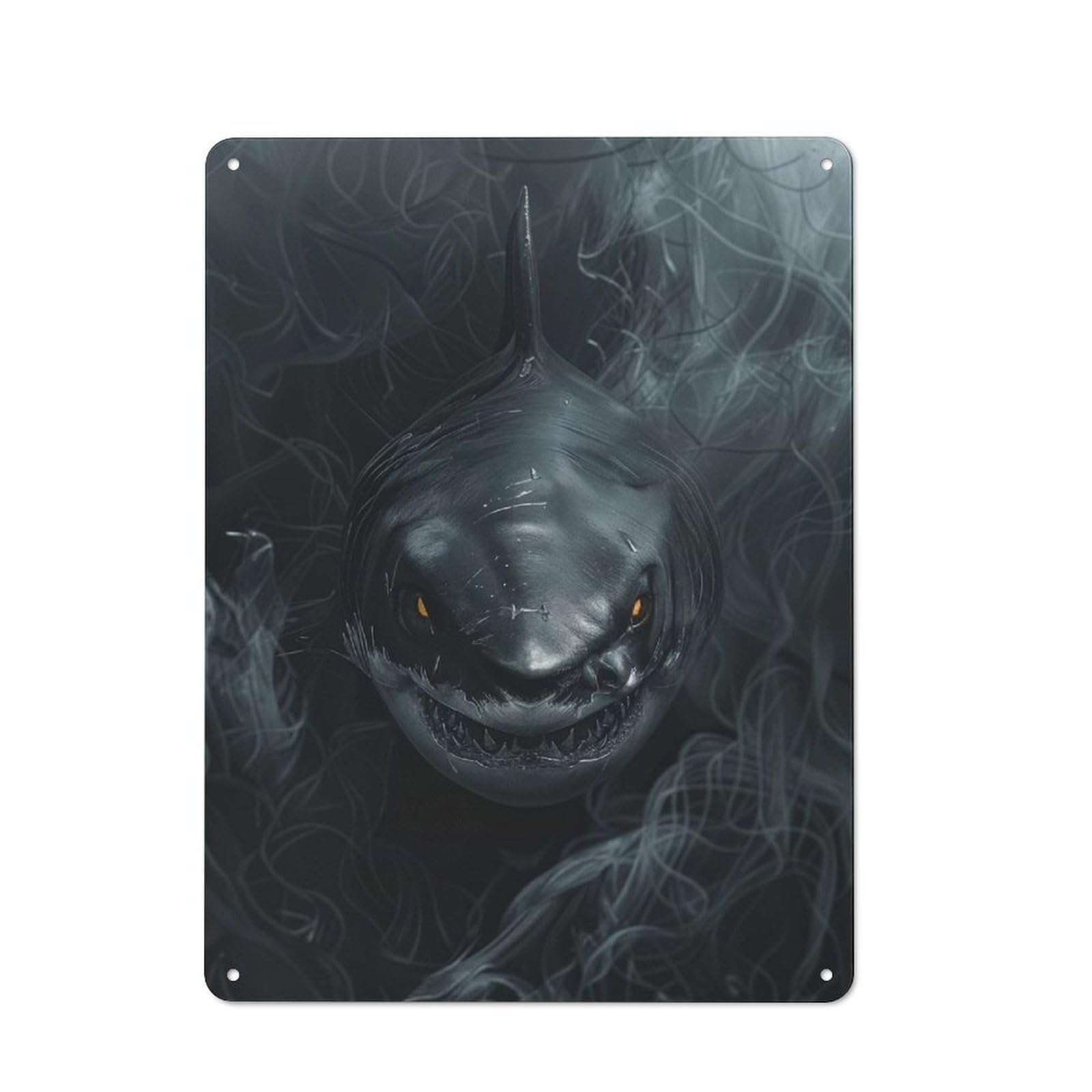 Junmoney Shark In Black Smoke For Garden Room Or Summerhouse, Vintage Tin Sign 40X30cm, For Display In Garden Rooms And Summerhouses
