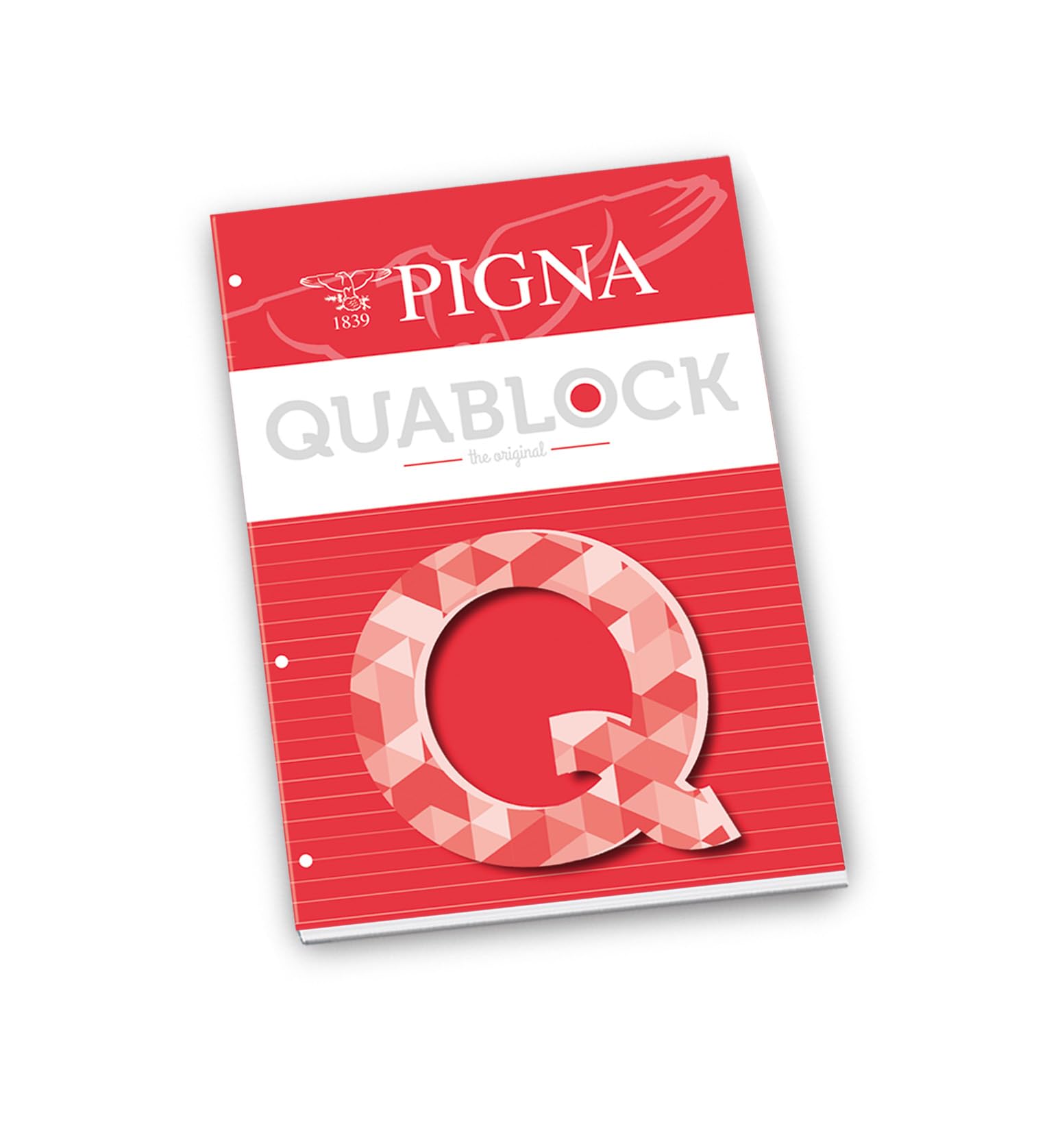 Pigna Klemmbrett QUABLOCK A5, 80 g/m² Papier, 4 Löcher, innen 1R, liniert, ideal für Schule und Büro, Ringbuchminen, 50 Blatt, 5 Stück.