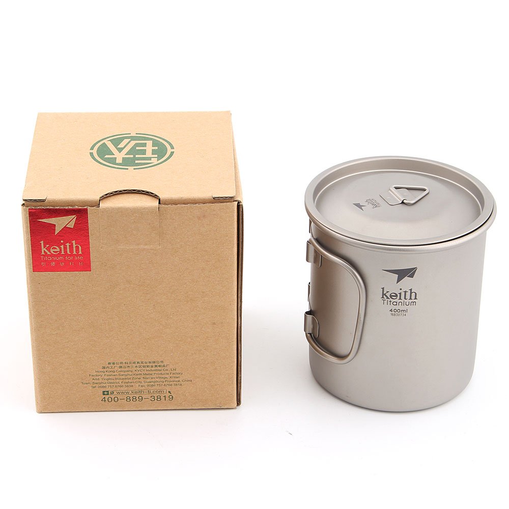 Keith 300ml/900ml Titanium Cup Outdoor Tableware Camping Travelling Foldable Handle Cup
