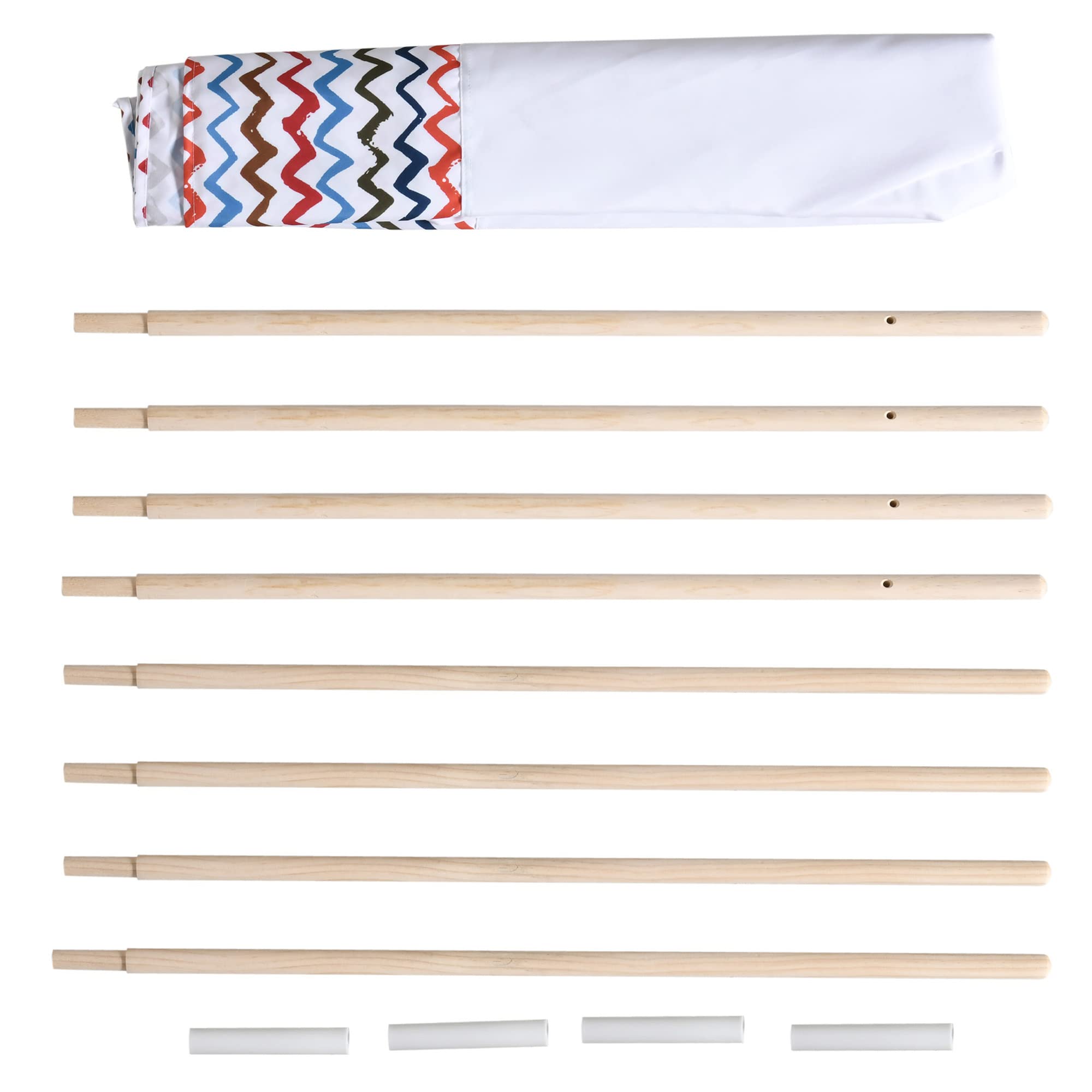 HOMCOM Tienda de Campaña para Niños de +3 Años Tipi Infantil de Madera Portátil con Ventana para Interiores y Exteriores 120x120x155 cm Blanco