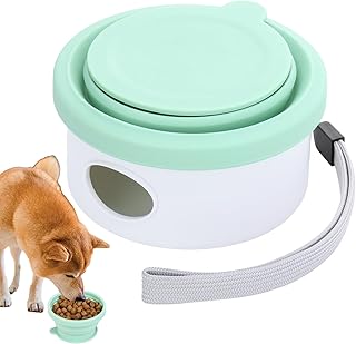 Travel Bowl Dog, Waste Bag Dispenser, 2 in 1 Travel Bowl for Pets, Foldable Container for Treats for Pets with Waste Bag Holder, Dog Waste Bag Dispenser, Products for Pets Outdoor product image