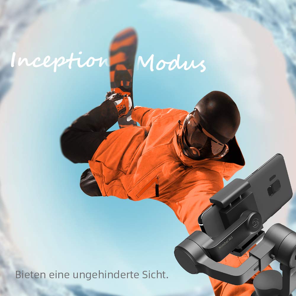 Nimbal M3 Gimbal Smartphone a 3 assi Cellulare Gimbal per iPhone e Android, Stabilizzatore Smartphone con effetto Hitchcock, Modalità Inception, Smart Tracking, Modalità Sport, Time-lapse per Vlogger